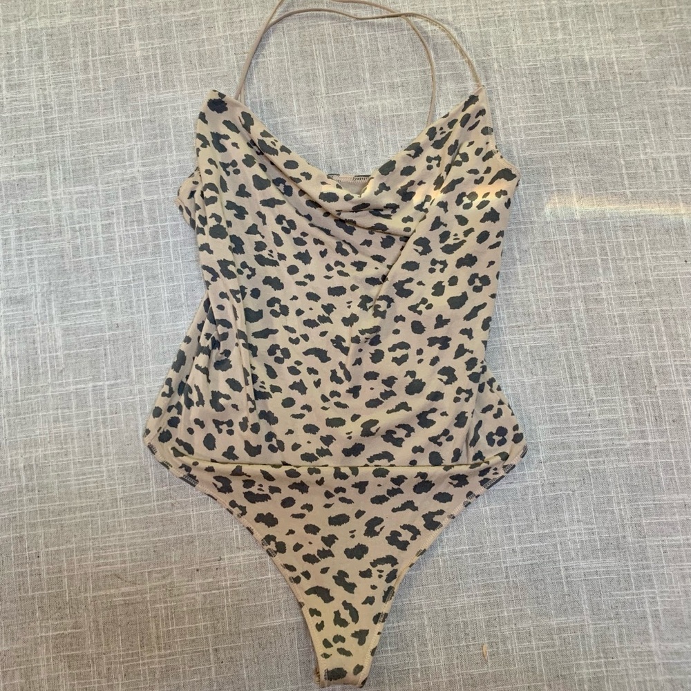 Abercrombie Leopard cowl neck bodysuit (M)